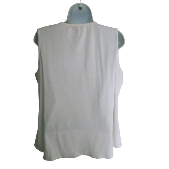 Jessica Ribbed Tank Top White Black Rhinestones 1X - Picture 5 of 6